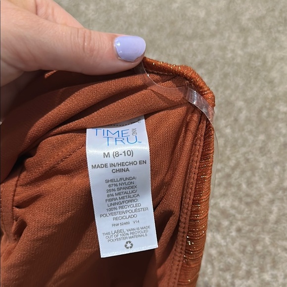 Time and Tru Orange One Piece Swimsuit Classic Design - Picture 2 of 4